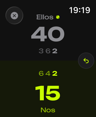 Marcador de pádel Padelion en Apple Watch